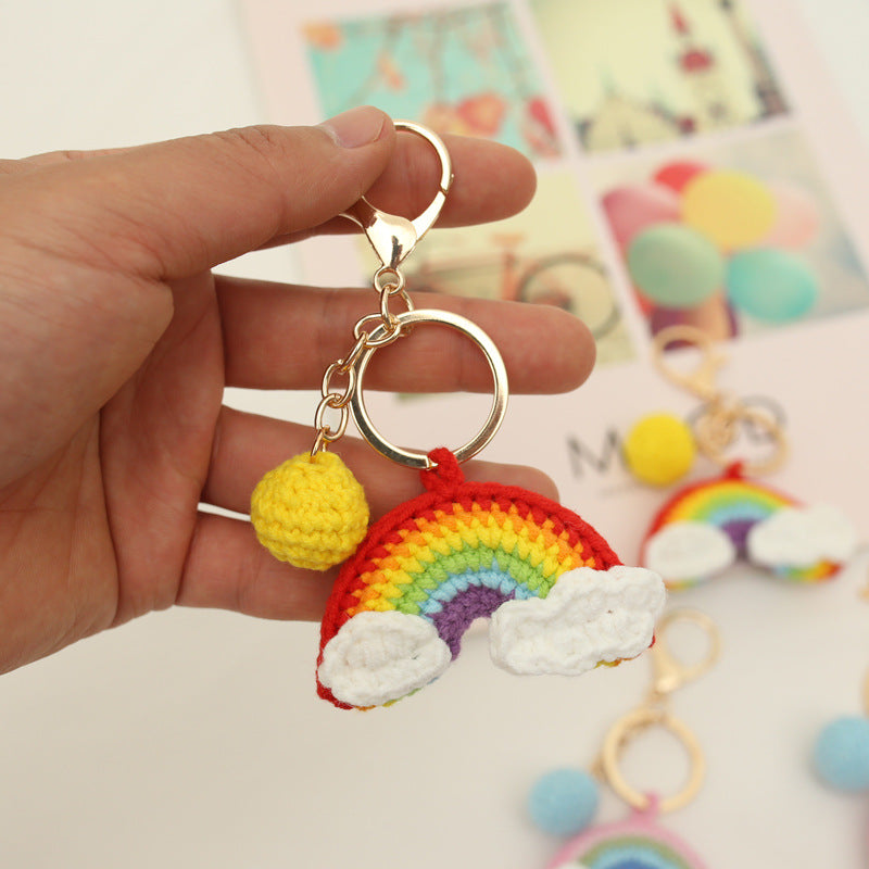 Wholesale Rainbow Wool Knitted Keychain